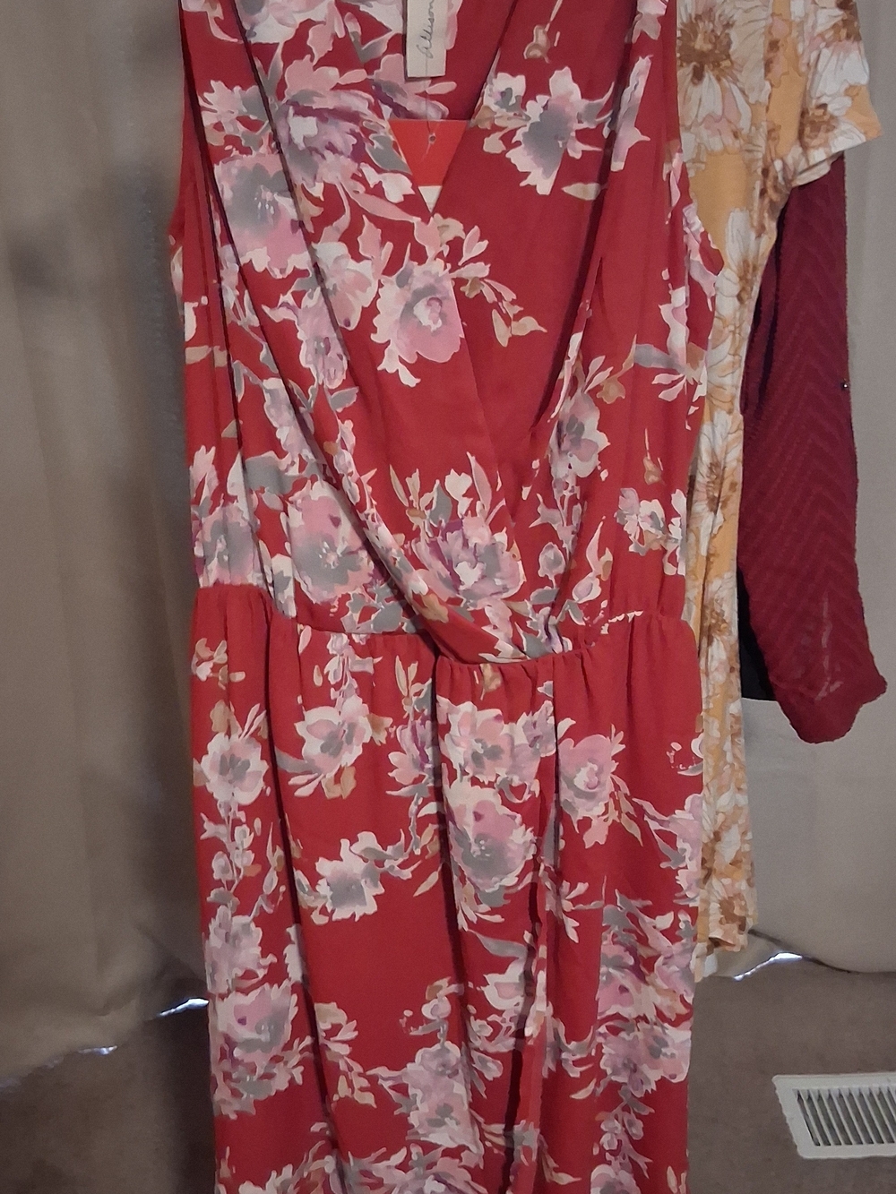 Allison Joy Coral Floral Wrap Maxi Dress
